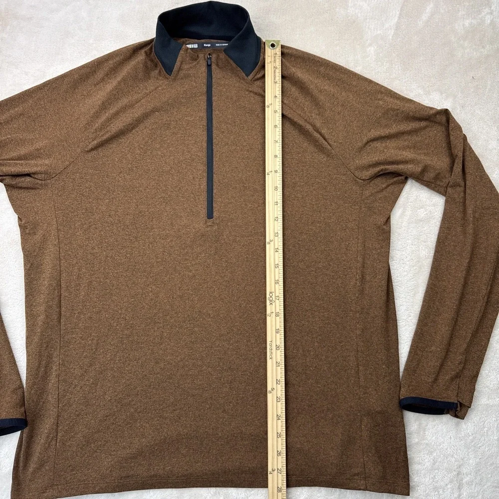 REI‎ Co-op Quarter Zip Pullover Mens XL Brown Heather Long Sleeve Stretch 140973